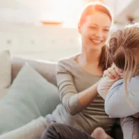 Family on couch